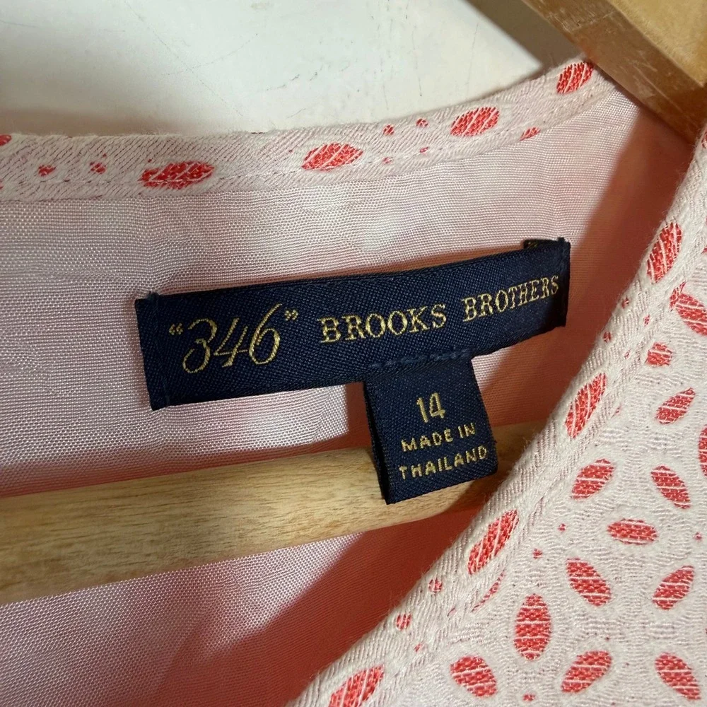 Brooks Brothers‎ 346 Pink Eyelet Sheath Dress Preppy Coquette Garden Work 14